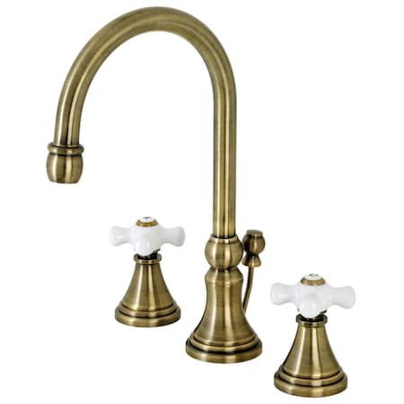Kingston Brass KS2983PX Widespread Bathroom Faucet, Antique Brass KS2983PX